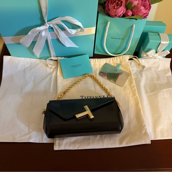 Tiffany & Co. Shiny Mini Black Clutch with Gold Chain - Picture 5 of 10